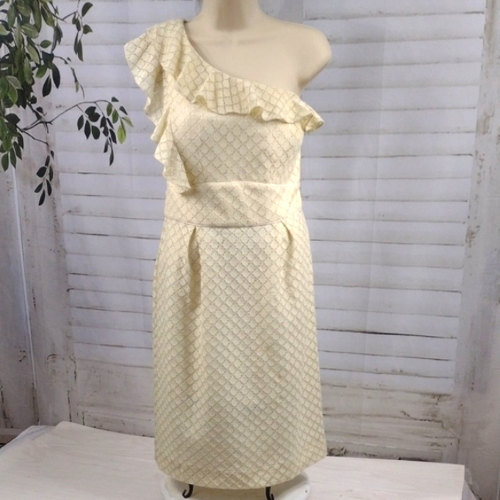 ANTONIO MELANI Cream One-Shoulder Dress Size 6